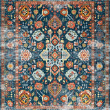 Ultra Soft Area Rug, Non Slip, Stain Resistant, Washable Area Rugs for Living Room, Bedroom, Vibrant Tribal Tiled Aesthetic(Blue)