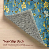 Ultra Soft Area Rug, Non Slip, Stain Resistant, Washable Area Rugs for Living Room, Bedroom, Elegant Yellow Trellis Pattern(Blue)