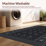 Ultra Soft Area Rug, Non Slip, Stain Resistant, Washable Area Rugs for Living Room, Bedroom, Rustic Minimalist Tiled Aesthetic(Black)
