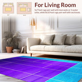 Ultra Soft Area Rug, Non Slip, Stain Resistant, Washable Area Rugs for Living Room, Bedroom, Elegant Blue and Purple Medallion(Purple)