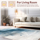 Ultra Soft Area Rug, Non Slip, Stain Resistant, Washable Area Rugs for Living Room, Bedroom, Sophisticated Ombre Rug in Distressed Blue and Beige Tones for Any Space(Blue)