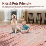 Ultra Soft Area Rug, Non Slip, Stain Resistant, Washable Area Rugs for Living Room, Bedroom, Stylish Soft-Coral Fluid Motif(Pink)