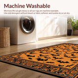 Ultra Soft Area Rug, Non Slip, Stain Resistant, Washable Area Rugs for Living Room, Bedroom, Artistic Nature-Inspired Bat Print(Orange)