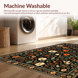 Ultra Soft Area Rug, Non Slip, Stain Resistant, Washable Area Rugs for Living Room, Bedroom, Whimsical Butterfly and Flower Theme(Black)
