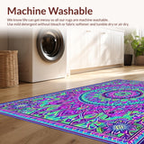 Ultra Soft Area Rug, Non Slip, Stain Resistant, Washable Area Rugs for Living Room, Bedroom, Eclectic Colorful Medallion Design(Purple)