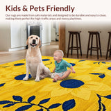 Ultra Soft Area Rug, Non Slip, Stain Resistant, Washable Area Rugs for Living Room, Bedroom, Dynamic Irregular Floral Statement(Yellow)