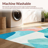 Ultra Soft Area Rug, Non Slip, Stain Resistant, Washable Area Rugs for Living Room, Bedroom, Beach Vibes Surfboard Carpet Coastal Wave Rug with Retro Surf Motif(Blue)