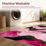Ultra Soft Area Rug, Non Slip, Stain Resistant, Washable Area Rugs for Living Room, Bedroom, Artistic Swirling Patterned Canvas(Pink)