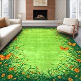 Ultra Soft Area Rug, Non Slip, Stain Resistant, Washable Area Rugs for Living Room, Bedroom, Fresh Organic Floral Aesthetic(Green)