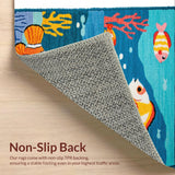 Ultra Soft Area Rug, Non Slip, Stain Resistant, Washable Area Rugs for Living Room, Bedroom, Colorful Sea Animals Kids Playroom Washable Rug(Blue)