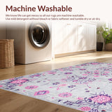 Ultra Soft Area Rug, Non Slip, Stain Resistant, Washable Area Rugs for Living Room, Bedroom, Stylish Modern Floral Fusion(Gray)