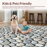 Ultra Soft Area Rug, Non Slip, Stain Resistant, Washable Area Rugs for Living Room, Bedroom, Textured Pebble Stone Area Grey Beige(Gray)