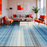 Ultra Soft Area Rug, Non Slip, Stain Resistant, Washable Area Rugs for Living Room, Bedroom, Black and White Machine Washable Stripe Design Area Floor Rug(Blue)