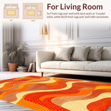 Ultra Soft Area Rug, Non Slip, Stain Resistant, Washable Area Rugs for Living Room, Bedroom, Bold Orange Brown Geometric Theme(Orange)