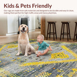 Ultra Soft Area Rug, Non Slip, Stain Resistant, Washable Area Rugs for Living Room, Bedroom, Modern Abstract Yellow Tones(Gray)
