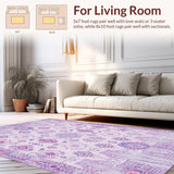 Ultra Soft Area Rug, Non Slip, Stain Resistant, Washable Area Rugs for Living Room, Bedroom, Soft Lavender Boho Area Rug(Pink)