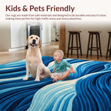 Ultra Soft Area Rug, Non Slip, Stain Resistant, Washable Area Rugs for Living Room, Bedroom, Bright Nautical Coastal Elegance(Blue)