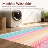 Ultra Soft Area Rug, Non Slip, Stain Resistant, Washable Area Rugs for Living Room, Bedroom, Rainbow Stripe Area Rug Pastel Dreamland Kids Rug(Blue)