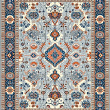 Ultra Soft Area Rug, Non Slip, Stain Resistant, Washable Area Rugs for Living Room, Bedroom, Vibrant Floral Medallion Artwork(Gray)