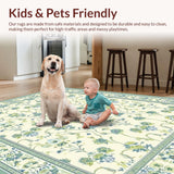 Ultra Soft Area Rug, Non Slip, Stain Resistant, Washable Area Rugs for Living Room, Bedroom, Rustic Whimsical Blooming Nature Theme(Beige)