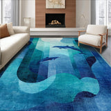 Ultra Soft Area Rug, Non Slip, Stain Resistant, Washable Area Rugs for Living Room, Bedroom, 3D Illusion Deep Sea with Nautical Whale, Dolphin, and Octopus Tentacle(Blue)