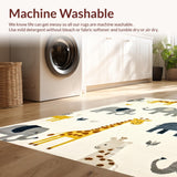 Ultra Soft Area Rug, Non Slip, Stain Resistant, Washable Area Rugs for Living Room, Bedroom, Lively Animal Friends Decorative Style(Beige)