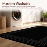 Ultra Soft Area Rug, Non Slip, Stain Resistant, Washable Area Rugs for Living Room, Bedroom, Sleek Geometric Black and White Fusion(Black)