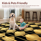 Ultra Soft Area Rug, Non Slip, Stain Resistant, Washable Area Rugs for Living Room, Bedroom, Chic Lattice Style in Black Gold(Gold)