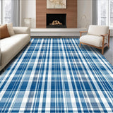Ultra Soft Area Rug, Non Slip, Stain Resistant, Washable Area Rugs for Living Room, Bedroom, Lively Classic Checkered Theme(Blue)