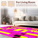 Ultra Soft Area Rug, Non Slip, Stain Resistant, Washable Area Rugs for Living Room, Bedroom, Retro Geometric Pattern Playfulness(Pink)