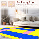 Ultra Soft Area Rug, Non Slip, Stain Resistant, Washable Area Rugs for Living Room, Bedroom, Eclectic Geometric Color Fusion(Yellow)