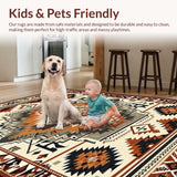 Ultra Soft Area Rug, Non Slip, Stain Resistant, Washable Area Rugs for Living Room, Bedroom, Rustic Warm Toned Patterned Beauty(Brown)