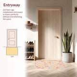 Ultra Soft Area Rug, Non Slip, Stain Resistant, Washable Area Rugs for Living Room, Bedroom, Sweet Peach and White Floral Rug with Cheerful Flower Patterns(Beige)