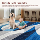 Ultra Soft Area Rug, Non Slip, Stain Resistant, Washable Area Rugs for Living Room, Bedroom, Geometric Blue Tones with Elegant Flair(Blue)