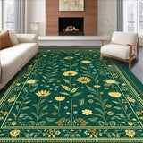 Ultra Soft Area Rug, Non Slip, Stain Resistant, Washable Area Rugs for Living Room, Bedroom, Eclectic Insect Botanical Motif(Green)