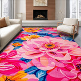 Ultra Soft Area Rug, Non Slip, Stain Resistant, Washable Area Rugs for Living Room, Bedroom, Dynamic Rainbow Floral Aesthetics(Pink)