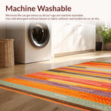Ultra Soft Area Rug, Non Slip, Stain Resistant, Washable Area Rugs for Living Room, Bedroom, Lively Multicolor Woven Texture(Orange)