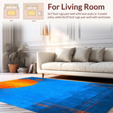 Ultra Soft Area Rug, Non Slip, Stain Resistant, Washable Area Rugs for Living Room, Bedroom, Sleek Minimalist Gradient Flow(Blue)