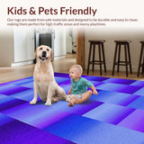 Ultra Soft Area Rug, Non Slip, Stain Resistant, Washable Area Rugs for Living Room, Bedroom, Contemporary Ogee Design with Depth(Purple)