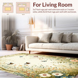 Ultra Soft Area Rug, Non Slip, Stain Resistant, Washable Area Rugs for Living Room, Bedroom, Cozy Pastel Floral Insect Theme(Beige)