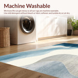 Ultra Soft Area Rug, Non Slip, Stain Resistant, Washable Area Rugs for Living Room, Bedroom, Gradient Abstract with Blue and Gray Swirls(Blue)