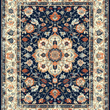 Ultra Soft Area Rug, Non Slip, Stain Resistant, Washable Area Rugs for Living Room, Bedroom, Bright Floral Lattice Visual(Blue)