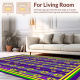 Ultra Soft Area Rug, Non Slip, Stain Resistant, Washable Area Rugs for Living Room, Bedroom, Colorful Carnival Bead Pattern(Purple)