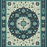 Ultra Soft Area Rug, Non Slip, Stain Resistant, Washable Area Rugs for Living Room, Bedroom, Elegant Circular(Blue)