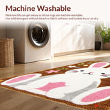 Ultra Soft Area Rug, Non Slip, Stain Resistant, Washable Area Rugs for Living Room, Bedroom, Cozy Nature-Inspired Bunny Artwork(Brown)