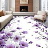 Ultra Soft Area Rug, Non Slip, Stain Resistant, Washable Area Rugs for Living Room, Bedroom, Modern Elegant Floral Composition(Purple)