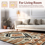 Ultra Soft Area Rug, Non Slip, Stain Resistant, Washable Area Rugs for Living Room, Bedroom, Tribal Textured Earthy Palette(Brown)