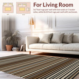 Ultra Soft Area Rug, Non Slip, Stain Resistant, Washable Area Rugs for Living Room, Bedroom, Contemporary Striped Visual Appeal(Brown)