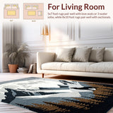 Ultra Soft Area Rug, Non Slip, Stain Resistant, Washable Area Rugs for Living Room, Bedroom, Elegant Moonlit Wilderness Pattern(Gray)