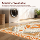 Ultra Soft Area Rug, Non Slip, Stain Resistant, Washable Area Rugs for Living Room, Bedroom, Artful Distressed Linear Patterns(Orange)